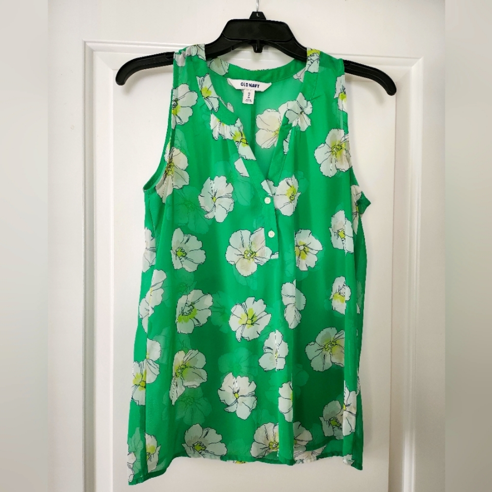 Old Navy XS Green floral tank